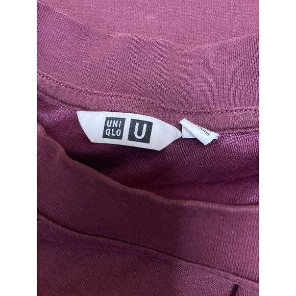 Uniqlo Airism Womens Burgandy Short Sleeve Crew Neck Basic Tee T-Shirt Top Sz L - Picture 3 of 4